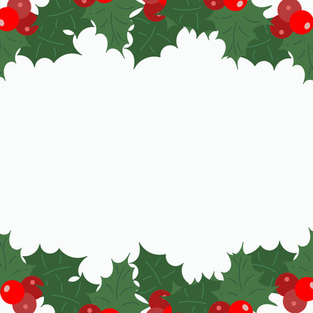 New Year's frame with holly. Vector illustration, hand drawn. Perfect for card, decoration, packing and wallpaper.のイラスト素材