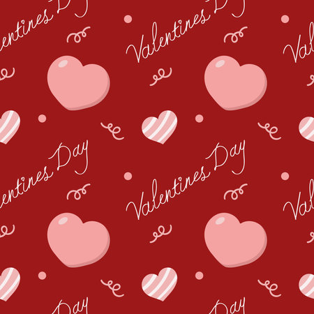 Lovely seamless pattern with hearts, flowers and leaves. Cute print for Valentines day. Vector illustration, hand drawn. We use this pattern for greeting cards, packing, invitation and scrapbooking.のイラスト素材