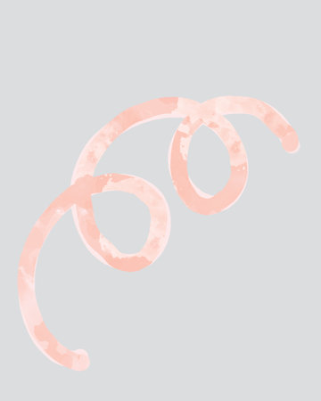 Pink serpentine minimal watercolor illustration for cards, banners, web design. Watercolor brushes paint texture, hand drawn, birthday digital file for gift wrapping, party scrapbook on a color background.の写真素材