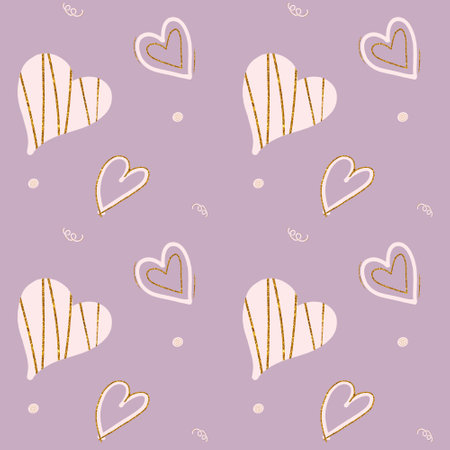 Seamless watercolor heart pattern on color paper texture, watercolor textured brushes. Valentines...