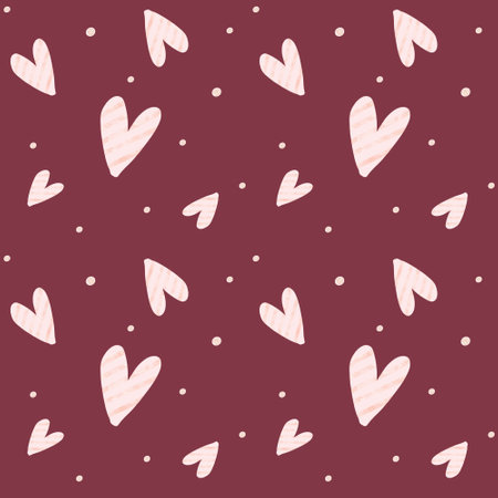Seamless watercolor heart pattern on color paper texture, watercolor textured brushes. Valentines...