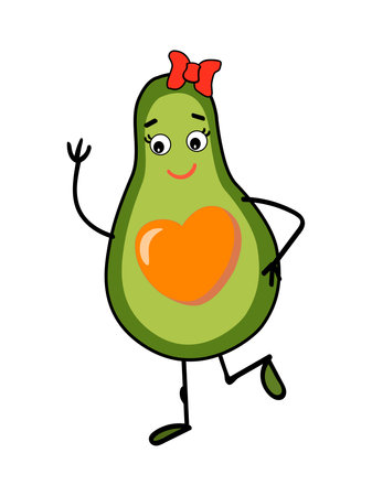 Avocado girl vector illustration. Emotions, sports and health. Suitable for printers, stickers, packaging and any DIYのイラスト素材