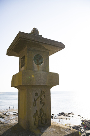 View of Enoshima Island From the Observation Deck at Samuel cocking garden - Kamakura, Japanの写真素材