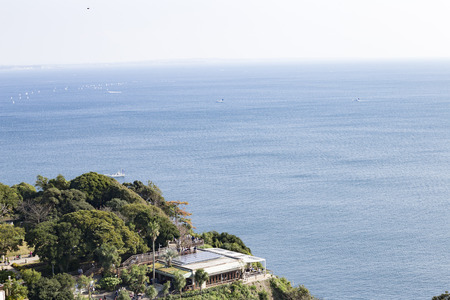 View of Enoshima Island From the Observation Deck at Samuel cocking garden - Kamakura, Japanの写真素材