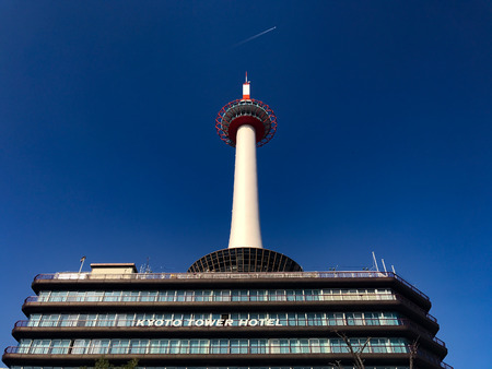 Kyoto Tower has a height of 131 m including the pedestal, which is the tallest building in Kyoto city./KYOTO,JAPAN,11-Nov-18のeditorial素材