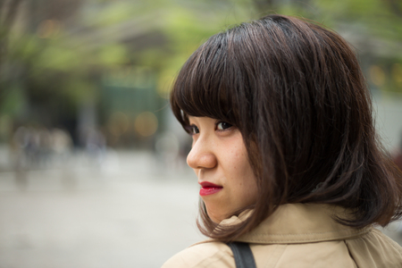A woman with a cute smileの写真素材
