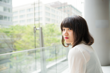 A woman with a cute smileの写真素材