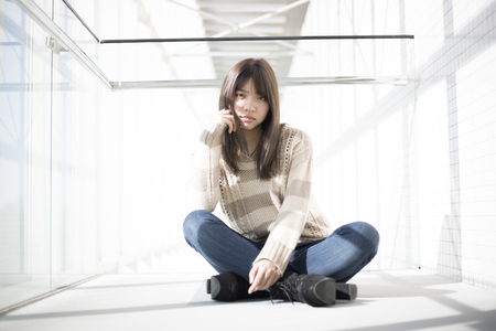 Bright and cute Japanese womenの写真素材