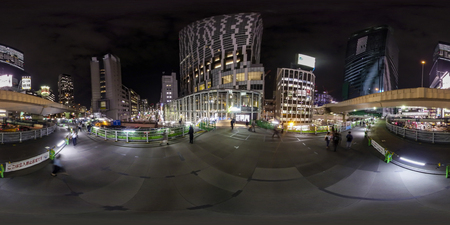 TOKYO, JAPAN - October 02, 2018: panorama 360 angle view in SHIBUYA Stream of the city of SHIBUYA in Tokyo, Japan.のeditorial素材