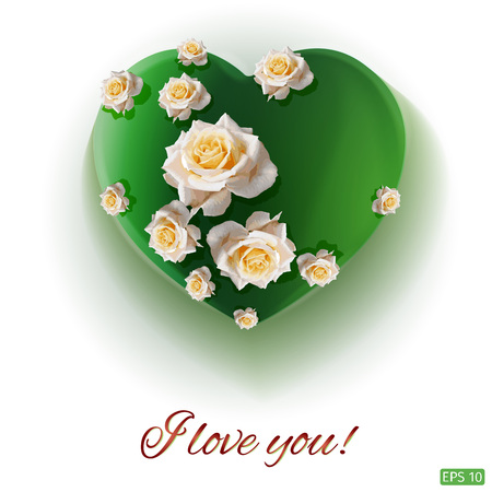 White background. Postcard heart. Valentines day. I love you. Flowersのイラスト素材