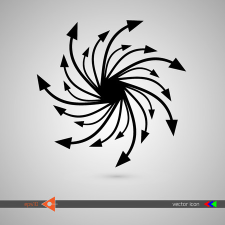 Arrows along circle. Black sign on white background. Vector illustration web internet design element.のイラスト素材
