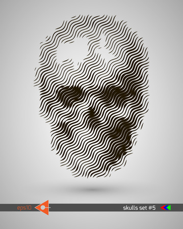 Halftone skull, line, Wave. Design element. Invitation, party. Billboard, flyer. Musical poster.のイラスト素材
