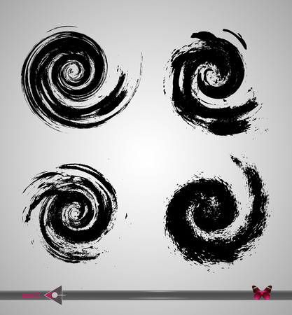 Set Vector Shape. Spiral Stamps. Brush Stroke. Icon, Logo, Banner Design.のイラスト素材