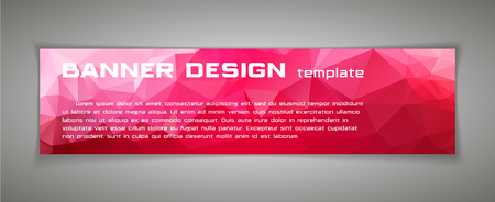 Vector banners. Templates or website headers. Design element. Raspberry, white colors. low poly background.のイラスト素材