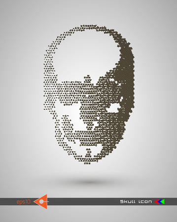 Vector halftone skulls. Skull icon. Symbol of death, danger, war, death, pirate. Object on a white background.のイラスト素材