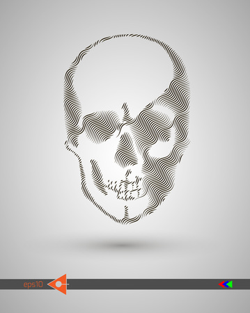 Vector halftone skulls. Skull icon. Symbol of death, danger, war, death, pirate. Object on a white background.のイラスト素材