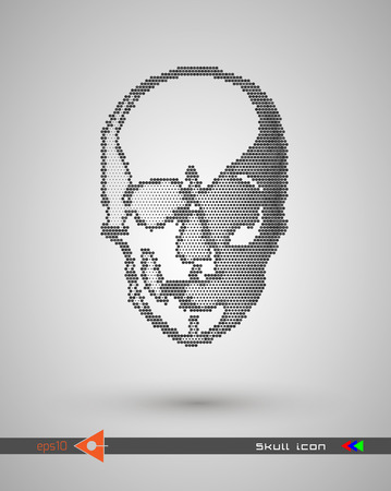 Vector halftone skulls. Skull icon. Symbol of death, danger, war, death, pirate. Object on a white background.のイラスト素材