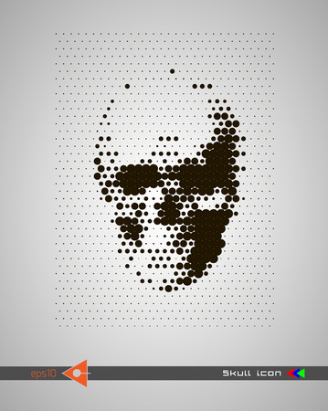 Vector halftone skulls. Skull icon. Symbol of death, danger, war, death, pirate. Object on a white background.のイラスト素材
