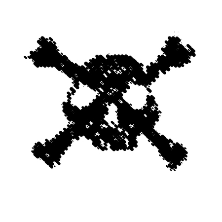 Halftone skull, line, Wave. Design element. Invitation, party. Billboard, flyer. Icon. Mosaic, pixel, squareのイラスト素材