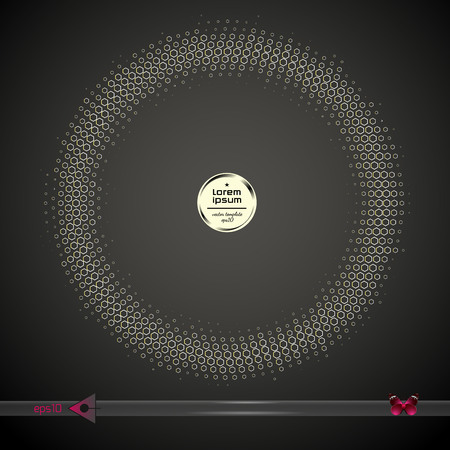 Vector round frame. Abstract half tone graphic element pattern background. Circle, Hexahedron, honeycomb, halftoneのイラスト素材