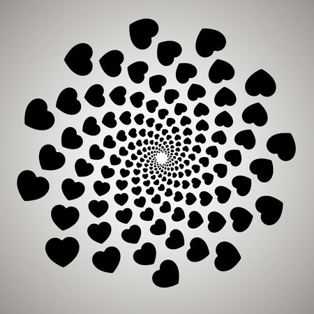 Vector heart. Swirl, vortex background. Rotating spiral. Pattern of a whirling of hearts.のイラスト素材