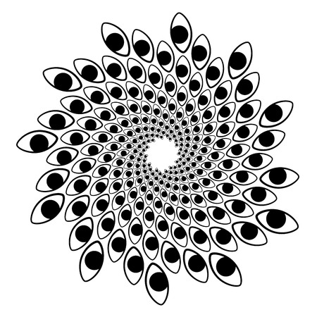 Swirl, vortex background. Rotating spiral. Eye, symbol, icon, pupil.のイラスト素材