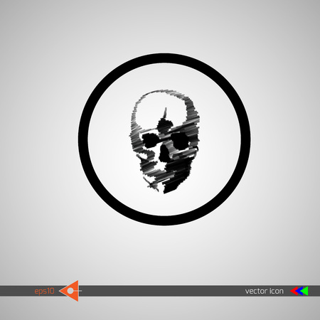 Black skull painted with a brush.のイラスト素材