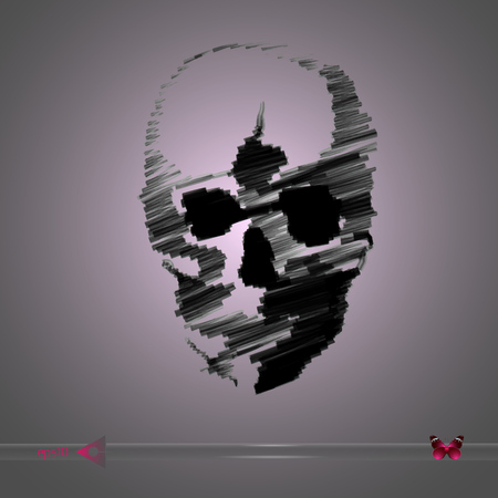 Black skull painted with a brush.のイラスト素材