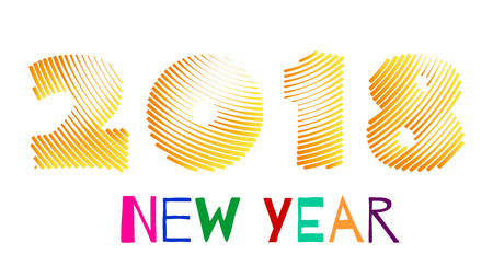 Multi-colored inscription 2018 merry christmas on a white background, template for design of a greeting card of the New Year, Christmasのイラスト素材