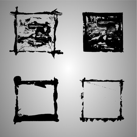 Set of squares. Contour of grunge squares, torn contoursのイラスト素材
