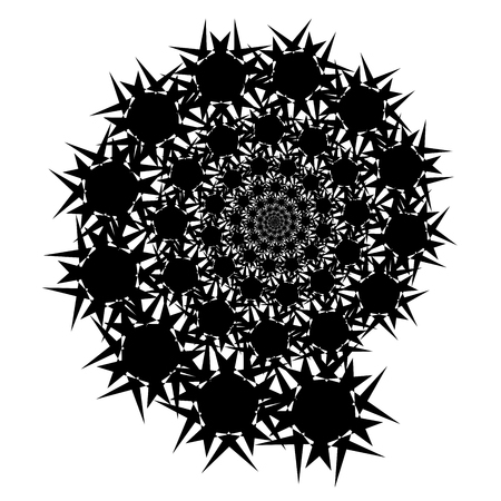 Isolated spirals of star hexagons on white square background. design element.のイラスト素材