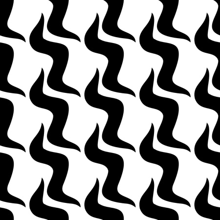 Seamless pattern, waves, curves. Black Whiteのイラスト素材