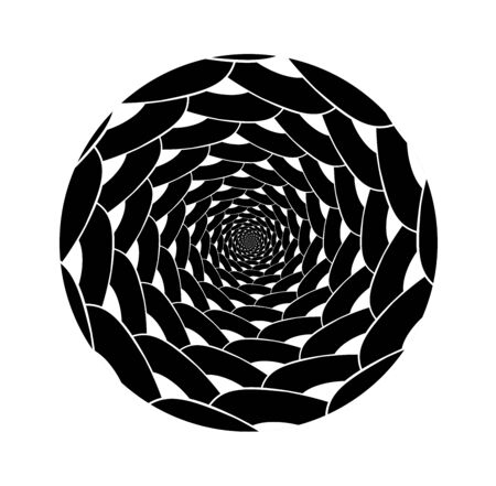 Abstract vector spiral shape on a white background. Isolated spiral, template for design, hypnotic effect. Eps 10.のイラスト素材