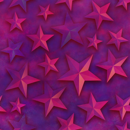 Seamless star pattern, star on a pink background. 3D render, illustration. Festive abstract concept. New year, christmas, textiles, paper.の写真素材