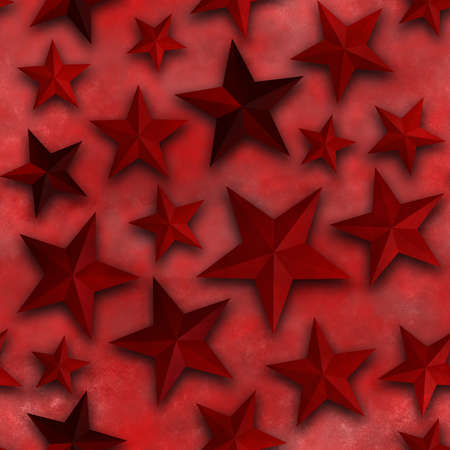 Seamless star pattern, star on a red background. 3D render, illustration. Festive abstract concept. New year, christmas, textiles, paper.の写真素材