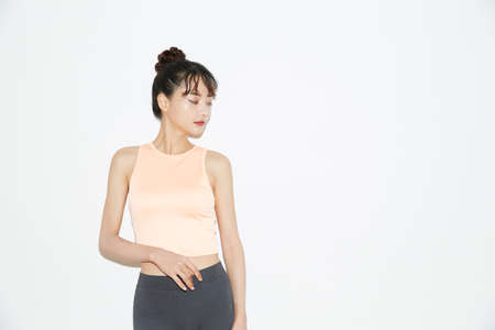 Slim and young Asian female portraits of fitness wearの写真素材