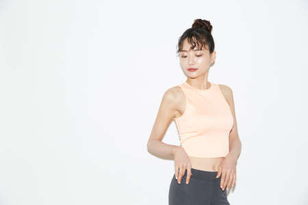 Slim and young Asian female portraits of fitness wearの写真素材