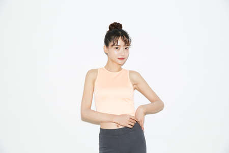 Slim and young Asian female portraits of fitness wearの写真素材
