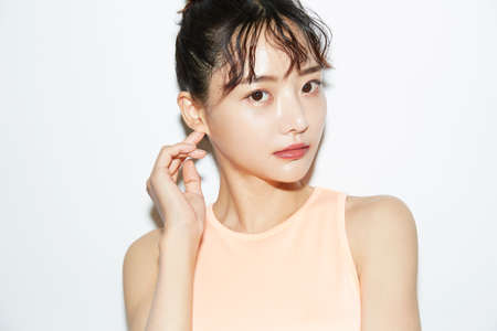 Slim and young Asian female portraits of fitness wearの写真素材