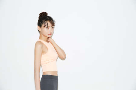 Slim and young Asian female portraits of fitness wearの写真素材