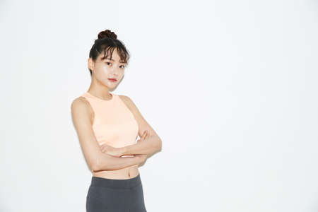 Slim and young Asian female portraits of fitness wearの写真素材