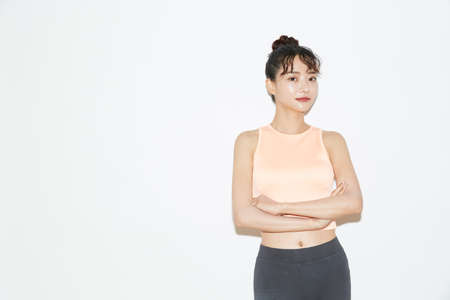 Slim and young Asian female portraits of fitness wearの写真素材