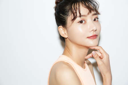Slim and young Asian female portraits of fitness wearの写真素材
