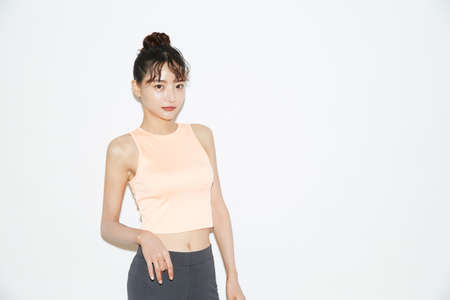 Slim and young Asian female portraits of fitness wearの写真素材