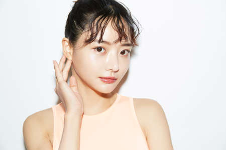 Slim and young Asian female portraits of fitness wearの写真素材