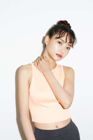 Slim and young Asian female portraits of fitness wearの写真素材