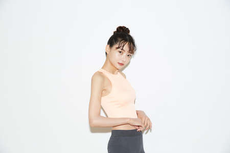 Slim and young Asian female portraits of fitness wearの写真素材