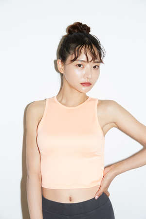 Slim and young Asian female portraits of fitness wearの写真素材