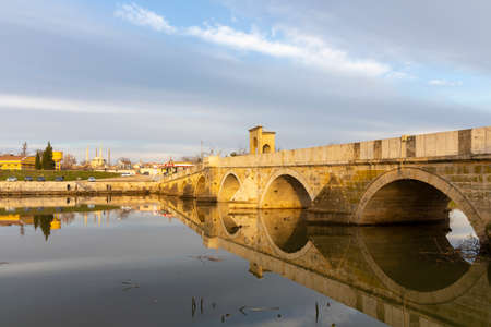 Panoramic view of the Vittorio Emanuele II Bridge in Rome, Italyの写真素材