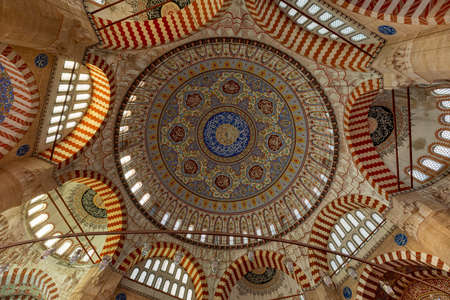 Interior of Hagia Sophia, the former Greek Orthodox patriarchal basilica (church), later an imperial mosque, and now a museum in Istanbul, Turkey.の写真素材